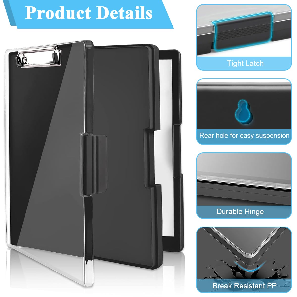 Climberty A4 Clipboard File Folder, 2-In-1 Dual-Layer Design, Dry Erase Plastic Nursing Clipboard Box, High Capacity Clipboard Folder for Teacher Coaches, School & Office Supplies, 240x340x37mm Climberty A4 Clipboard File Folder, 2-In-1 Dual-Layer Design, Dry Erase Plastic Nursing Clipboard Box, High Capacity Clipboard Folder for Teacher Coaches, School & Office Supplies, 240x340x37mm